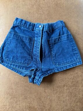 Vintage Seafarer Denim Shorts High Rise Patch Pocket XS/S